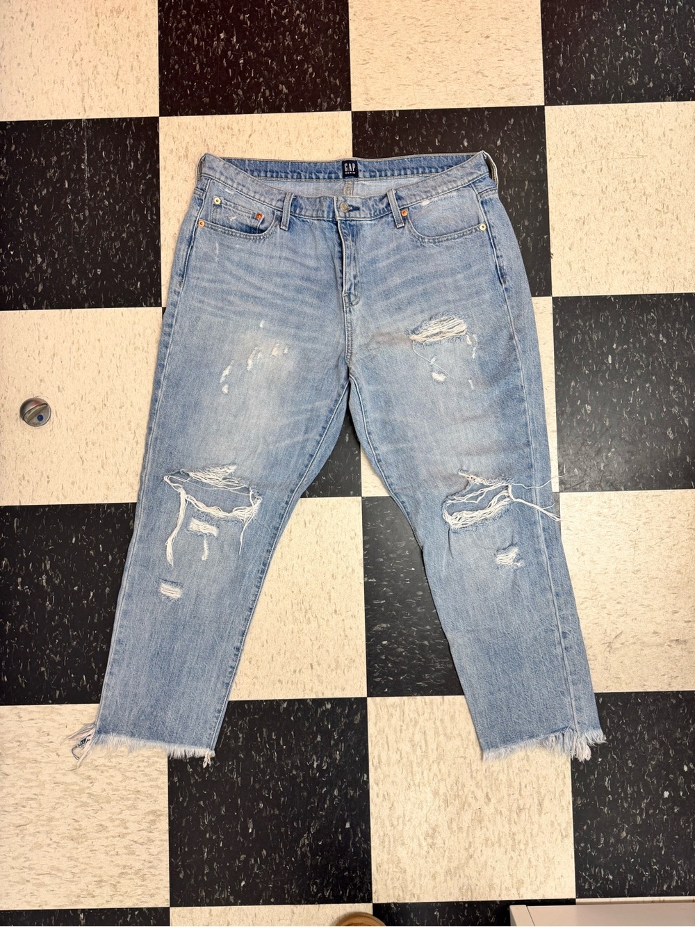 GAP Light Blue Distressed Ankle Jeans